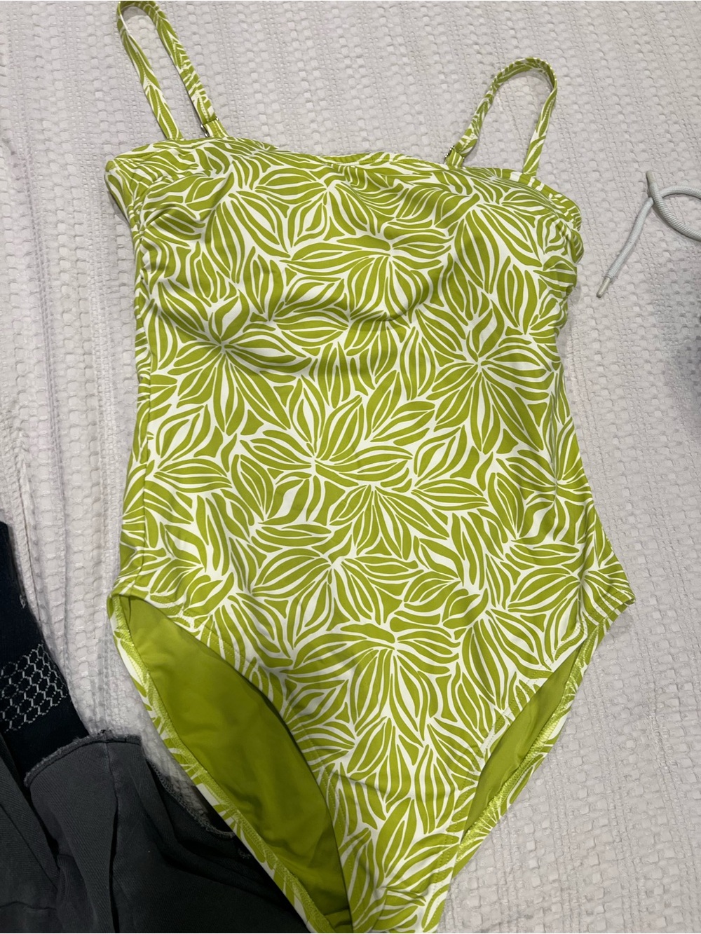 Lands end Green & White Floral One-Piece Swimsuit
